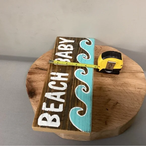 🔵 Vintage Hand Painted “Beach Baby” Solid Wood Crafted Sign - Unique - Picture 8 of 11